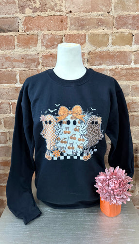 Retro Leopard Pumpkin Ghost Sweatshirt