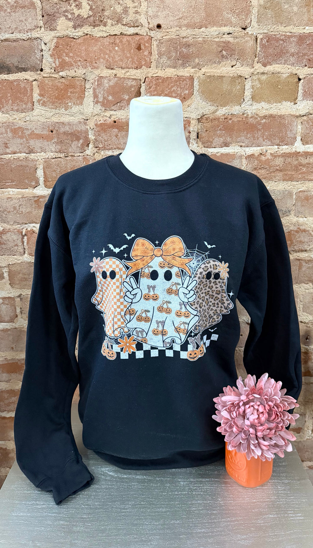 Retro Leopard Pumpkin Ghost Sweatshirt