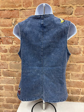 Western Motif Embroidery Fitted Denim Vest