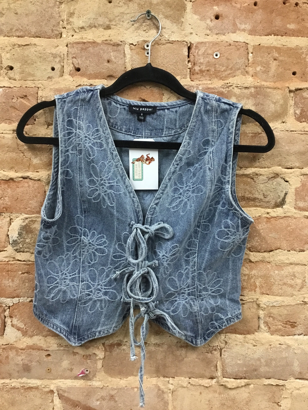 Denim Tie Front Vest