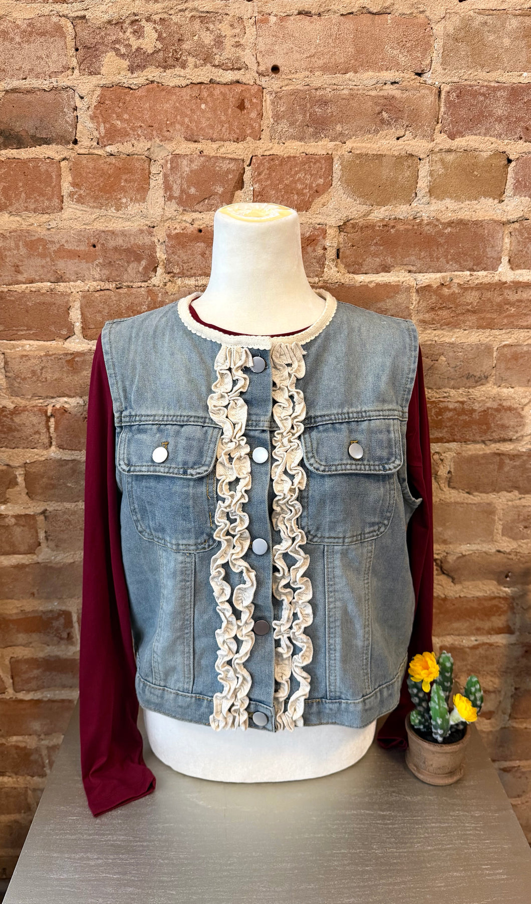 Denim Ruffle Vest