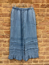 Flared Chambray Crop Denim Pants