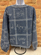 Puff Sleeve Embroidered Denim Jacket