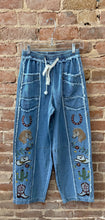 Embroidered Tie Front Pants