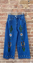 Wide Leg Embroidered Denim Pants