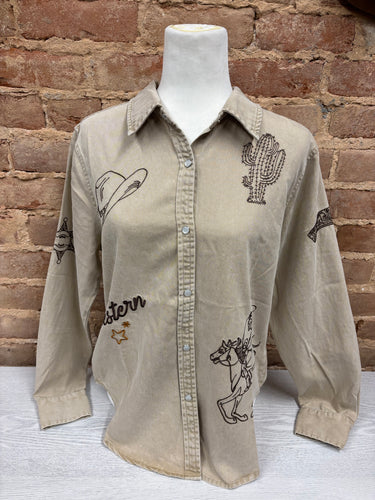 Western Embroidered Snap Button Shirt