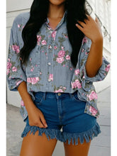 Floral Print Denim Top