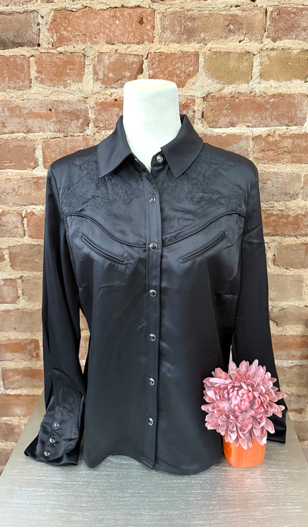 Satin Embroidered Snap Shirt