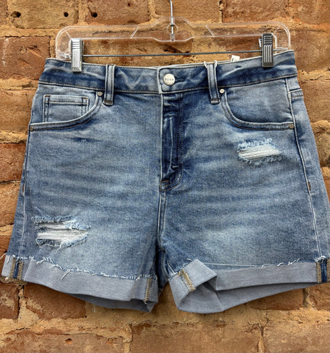 Cuffed Denim Shorts
