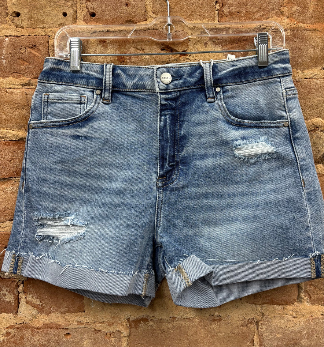 Cuffed Denim Shorts