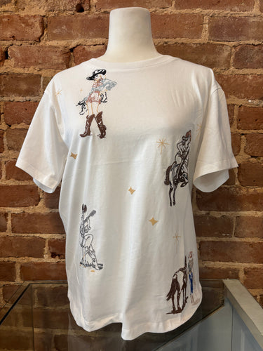 Retro Cowgirl Embroidered Tee