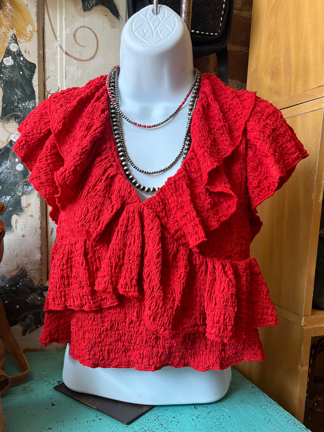 Textured Ruffle Top