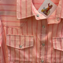 Pink Stripe Short Sleeve Snap Front