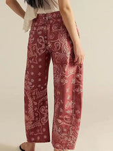 Red Paisley Print Denim Jean