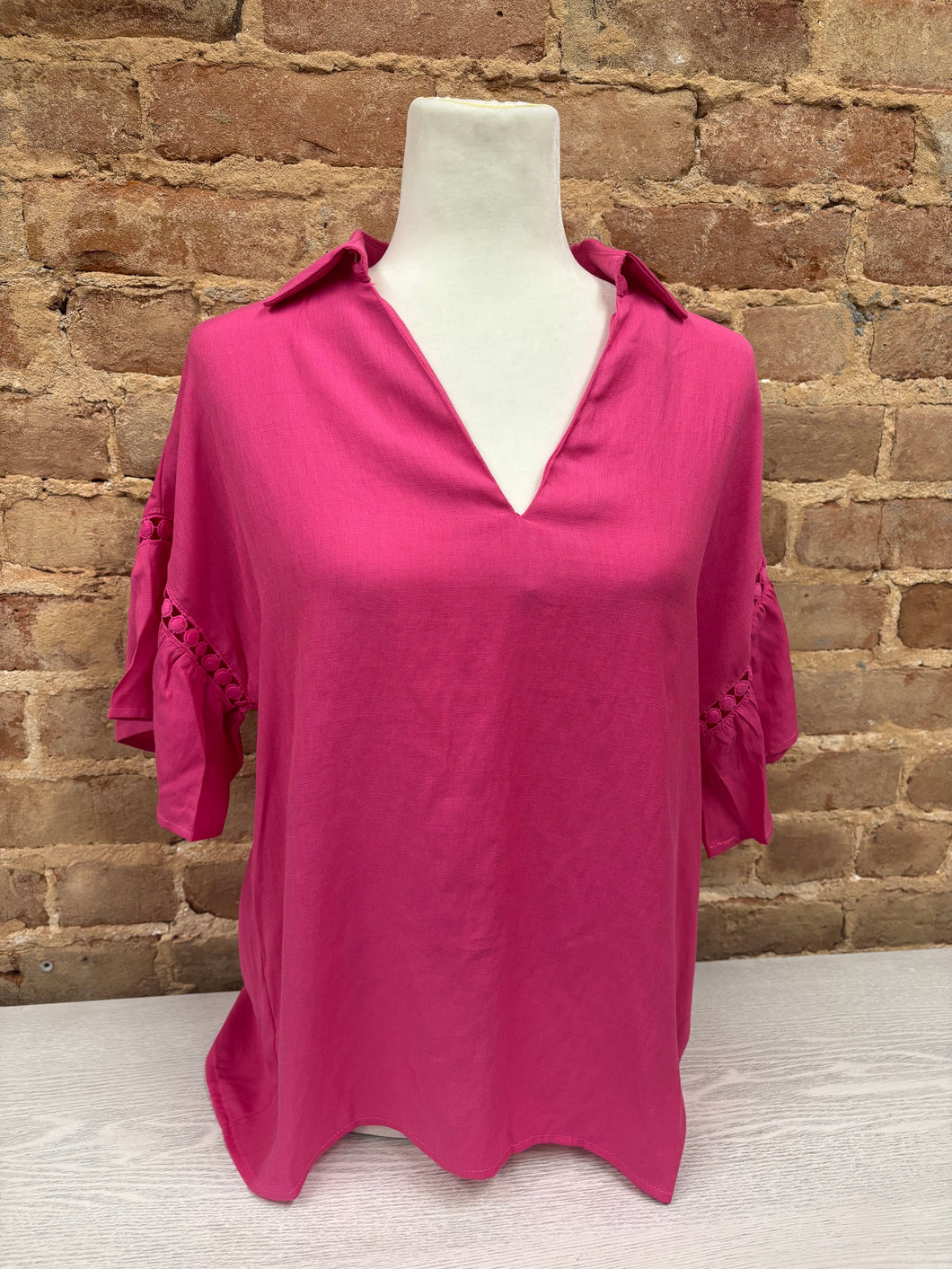 Collared V Neck Blouse