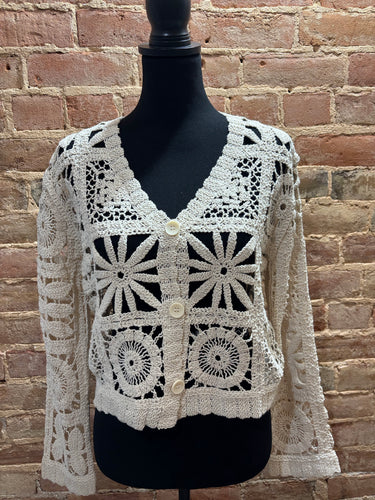 Crocheted Button Up Cardigan