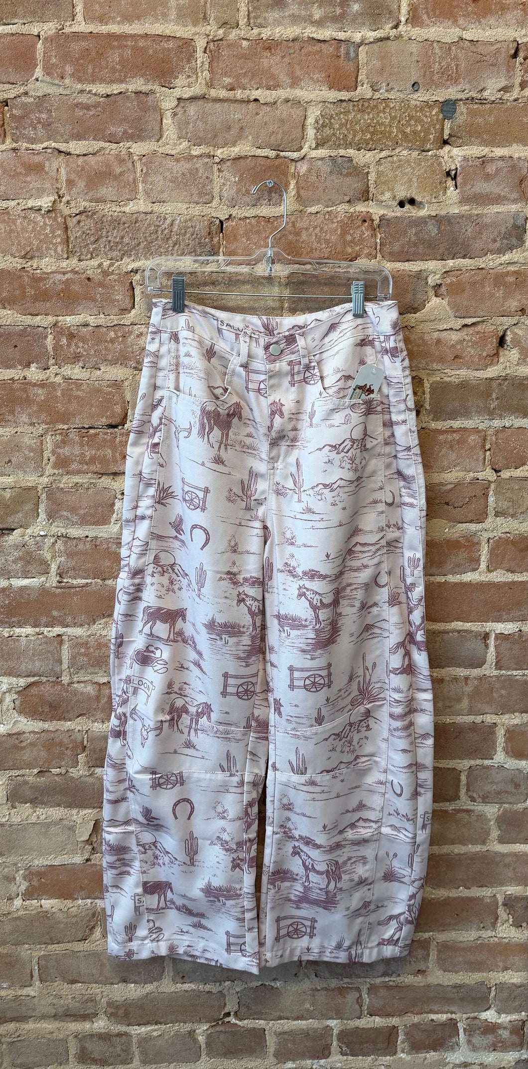 Western Print Barrel Pant