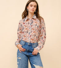 Western Print Chiffon Blouse