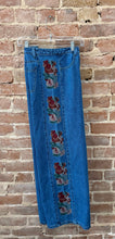 Wide Leg Floral Panel Denim