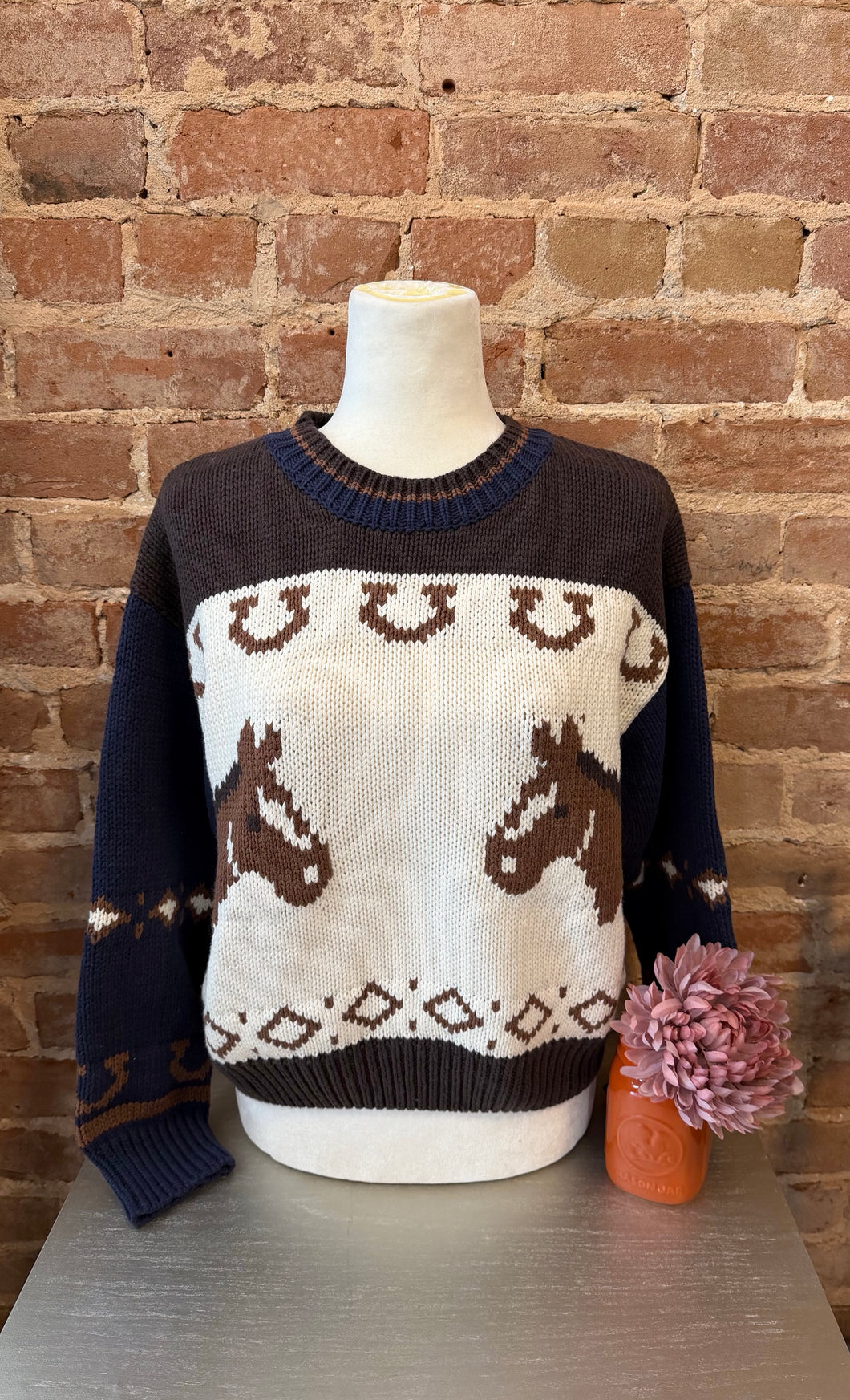Western Colorblock Knit Sweater