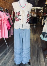 Flared Chambray Crop Pants