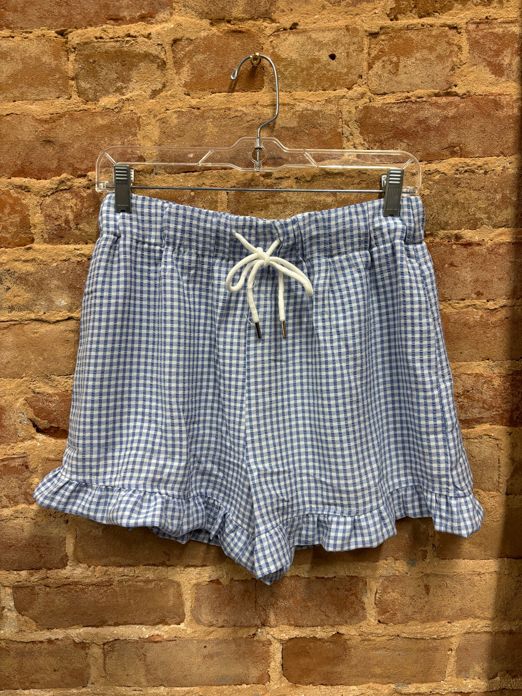 Checkered Ruffle Hem Shorts