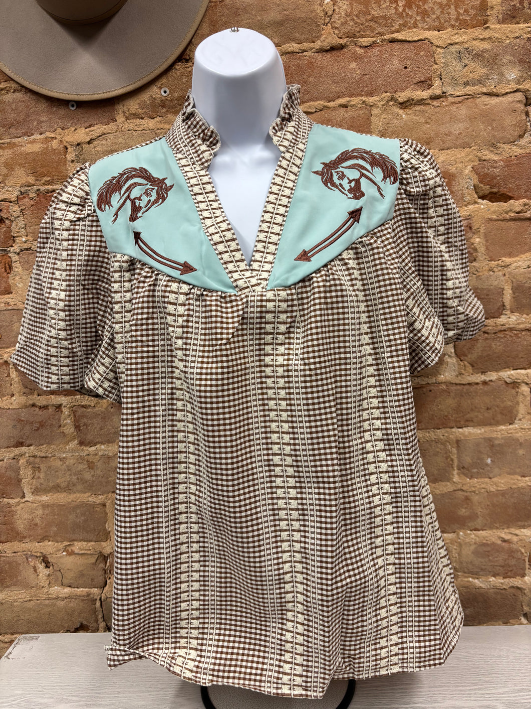 Western Pony Embroidered Blouse